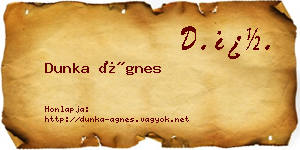 Dunka Ágnes névjegykártya